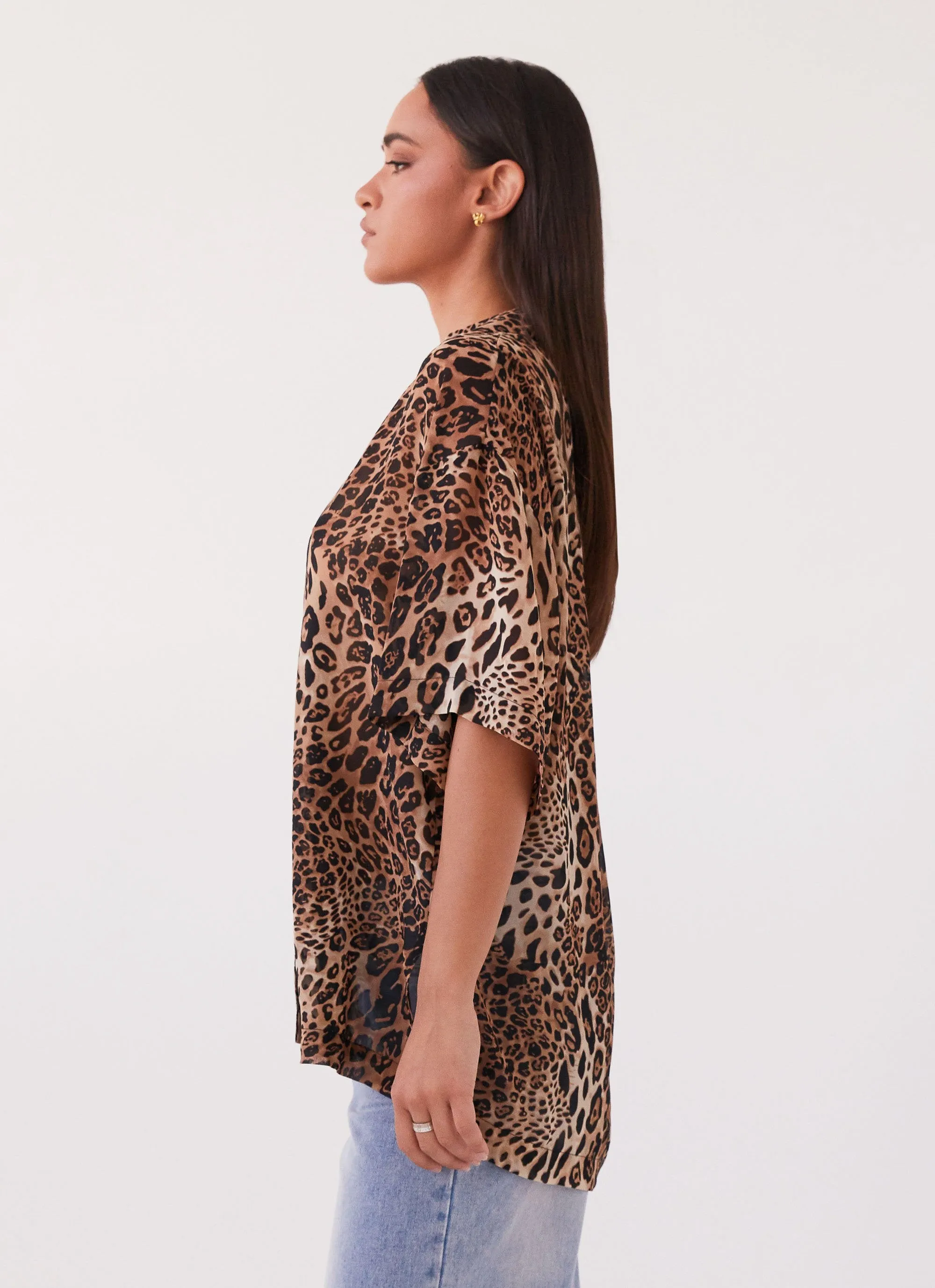Sweet Relief Chiffon Oversized Shirt - Leopard sold by Peppermayo product image thumbnail 3