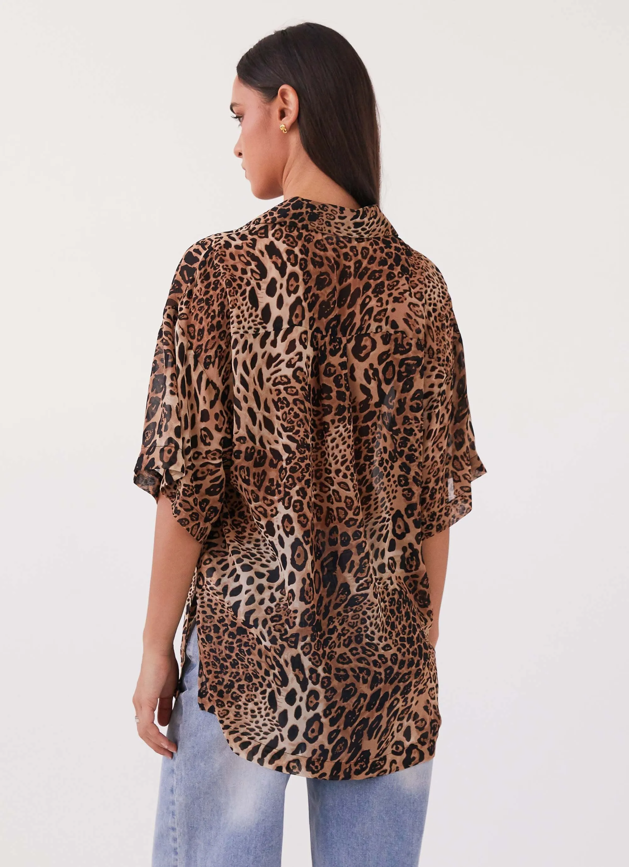 Sweet Relief Chiffon Oversized Shirt - Leopard sold by Peppermayo product image thumbnail 4