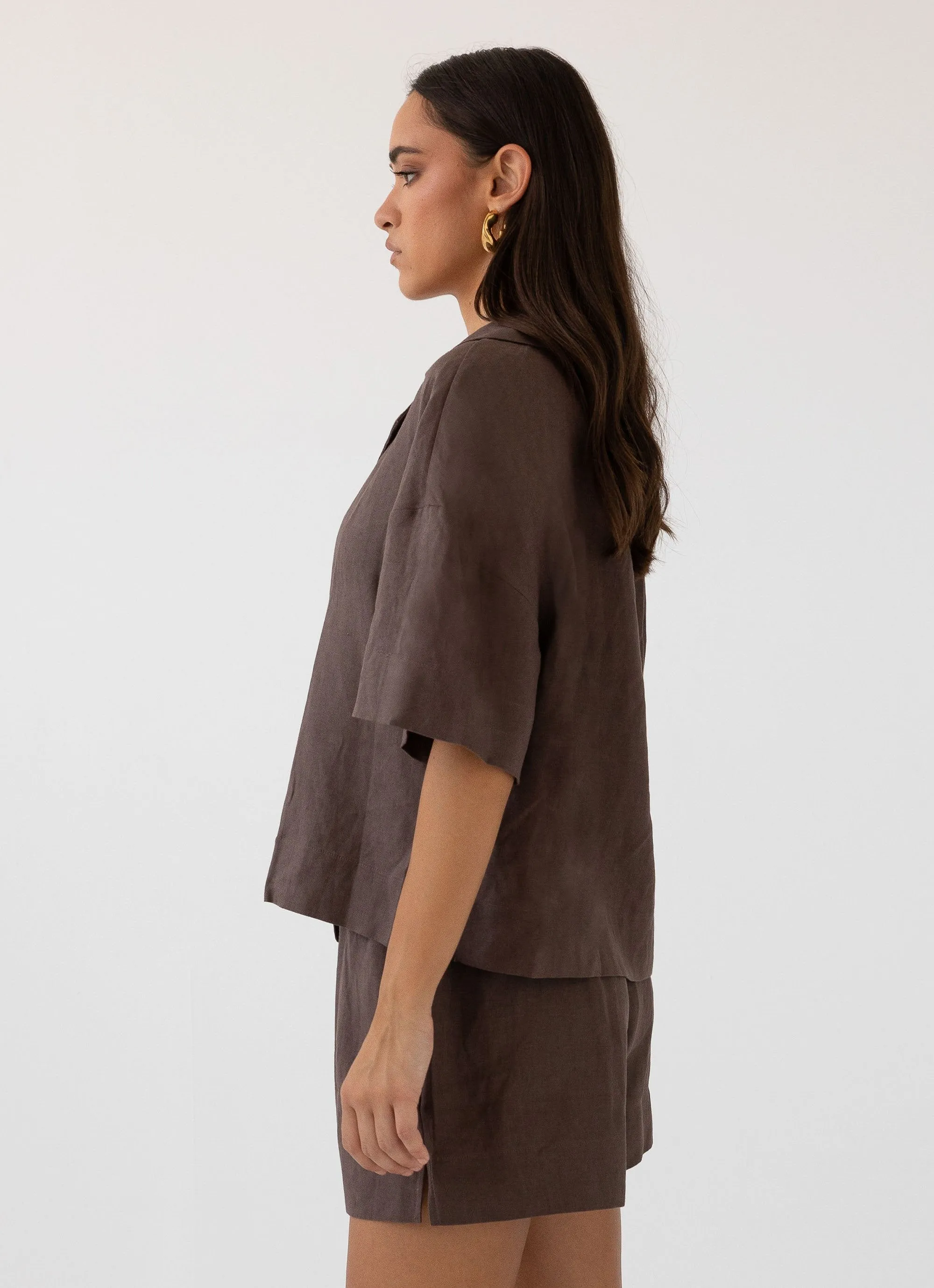 Chelsea Lounge Linen Shirt - Chestnut sold by Peppermayo product image thumbnail 3