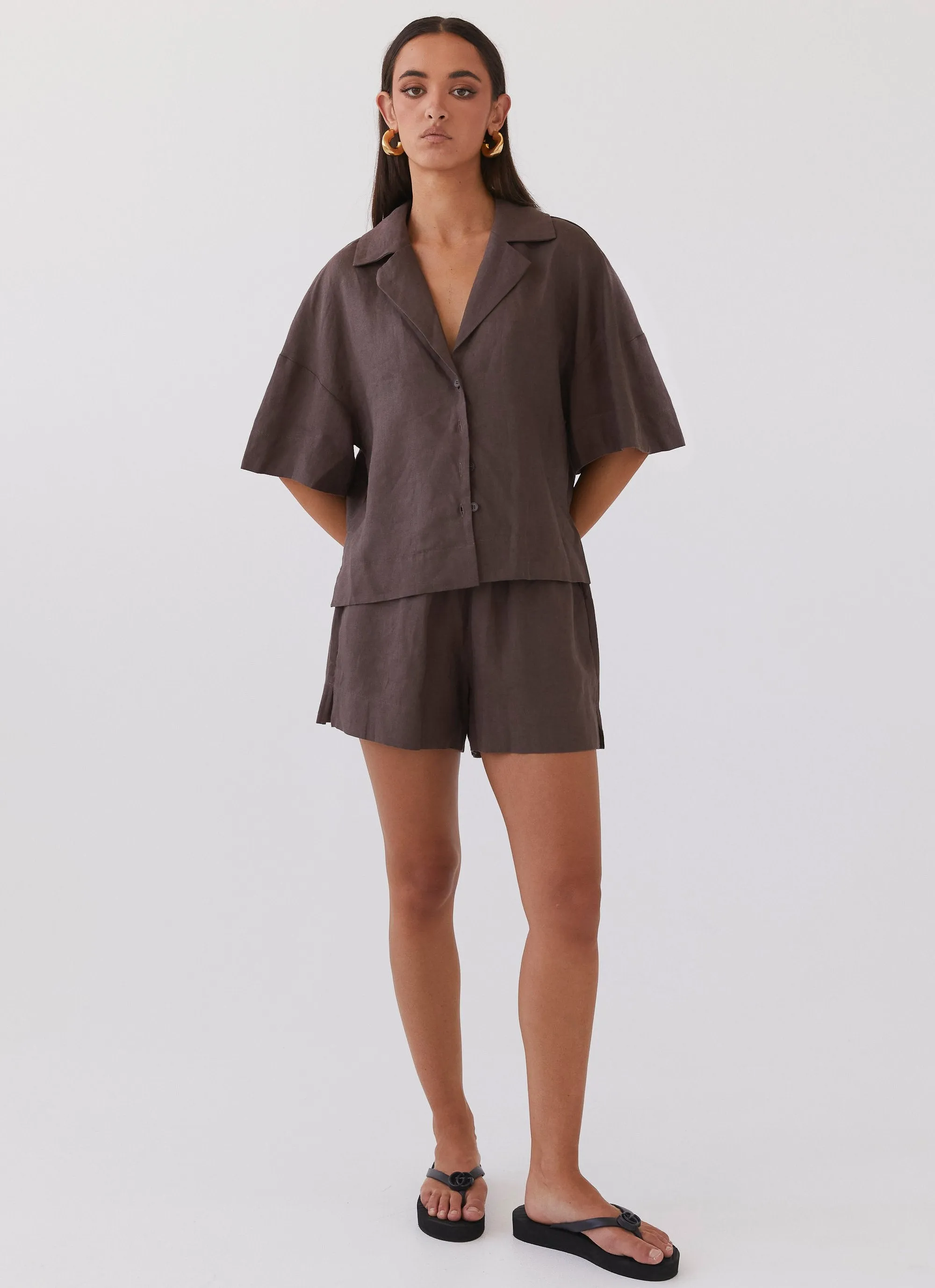 Chelsea Lounge Linen Shirt - Chestnut sold by Peppermayo product image thumbnail 2