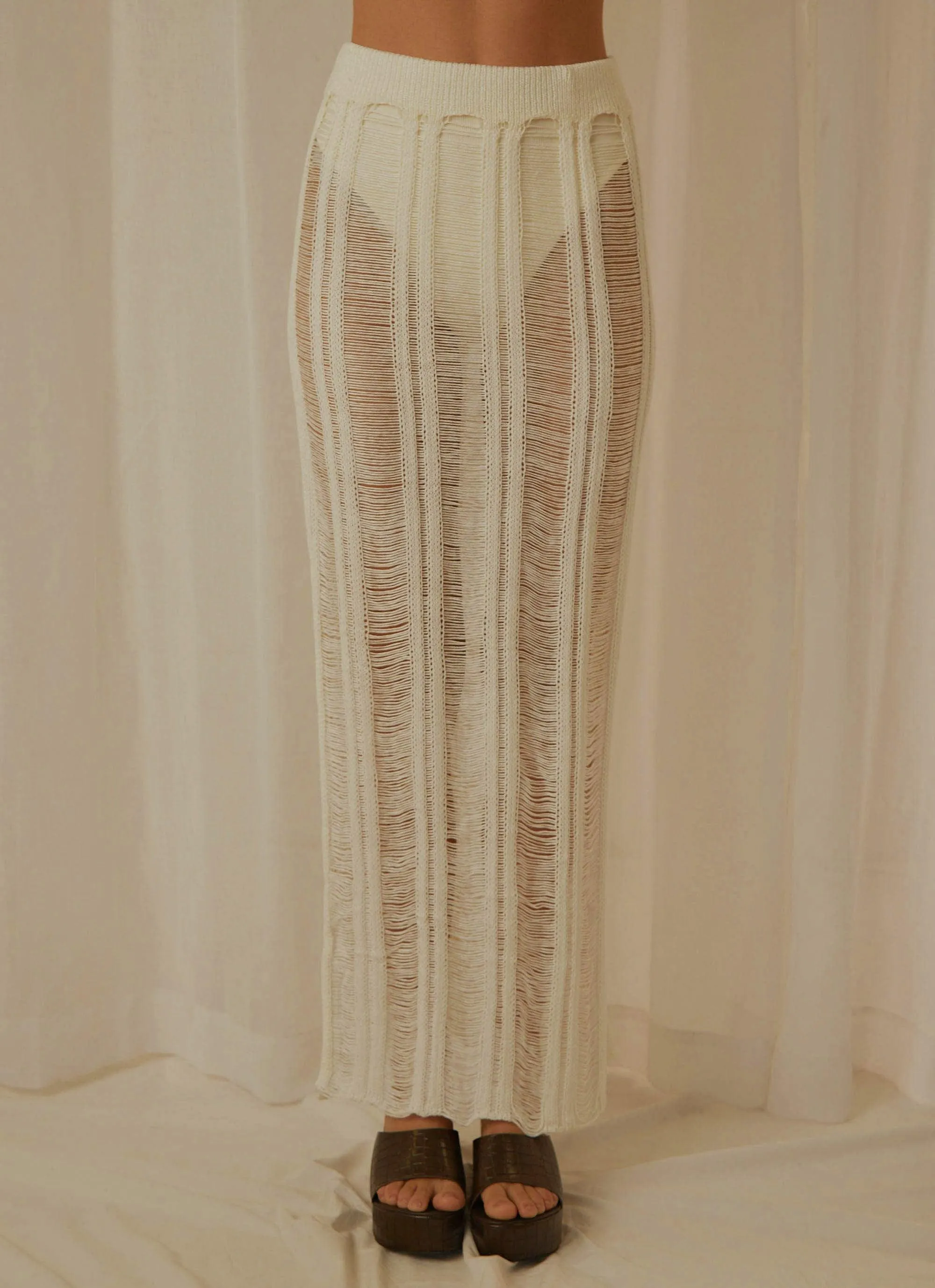 Perri Ladder Knit Maxi Skirt - Ivory sold by Peppermayo product image thumbnail 4