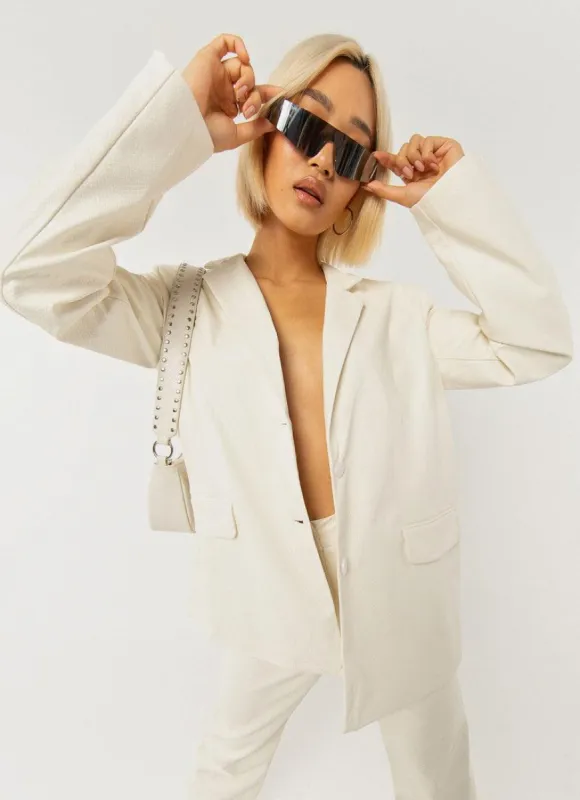 In The Mix Blazer - Ivory Snakeskin sold by Peppermayo