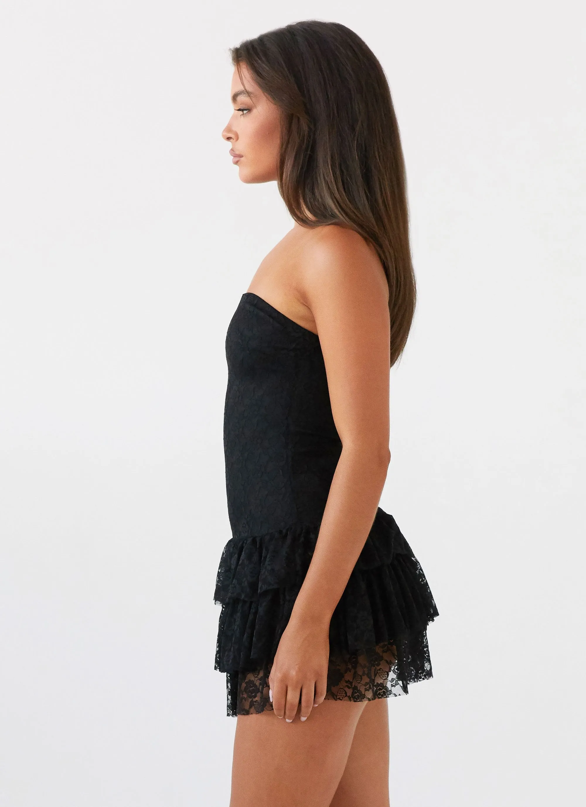 Posie Lace Tube Mini Dress - Black sold by Peppermayo product image thumbnail 4