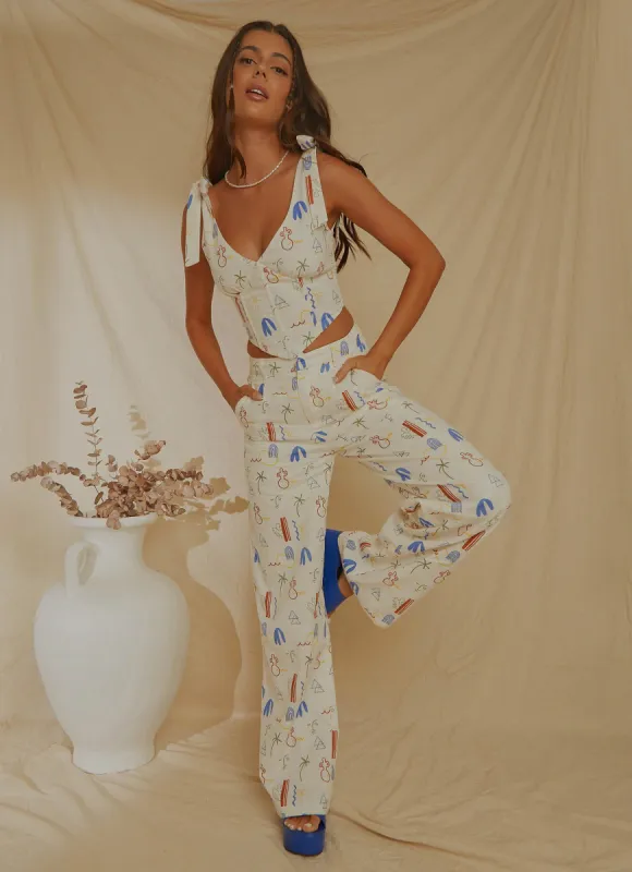 Isola Linen Pants - Santorini sold by Peppermayo