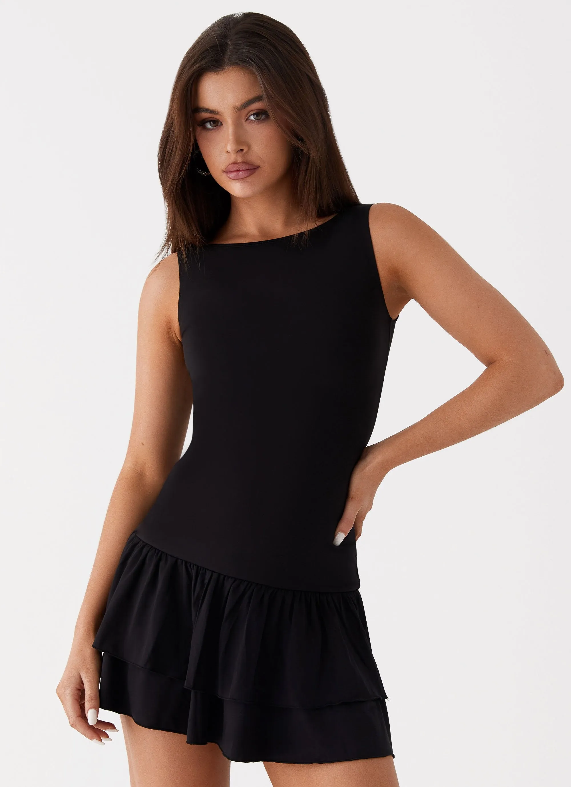 Rhiannon Frill Mini Dress - Black sold by Peppermayo product image thumbnail 5