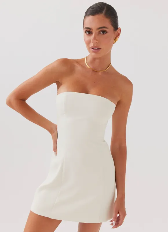 Ayanna Strapless Mini Dress - Ivory sold by Peppermayo