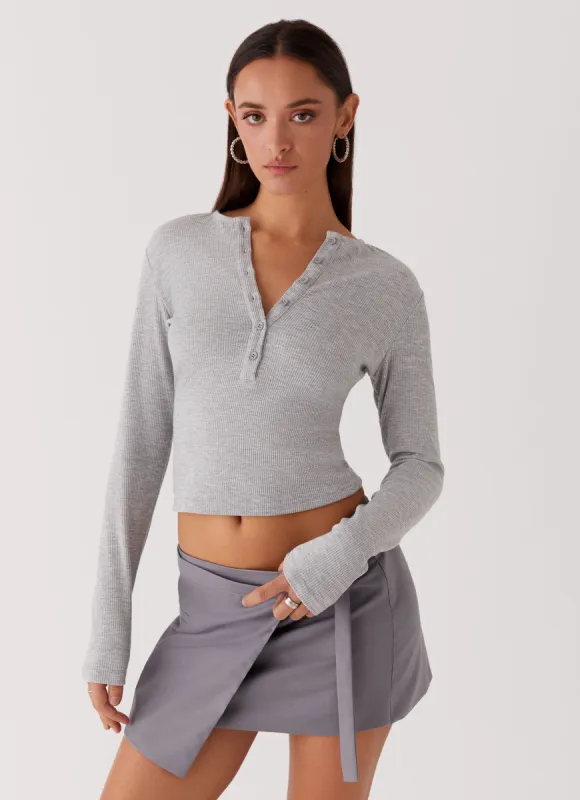 Kellie Knit Long Sleeve Top - Grey sold by Peppermayo