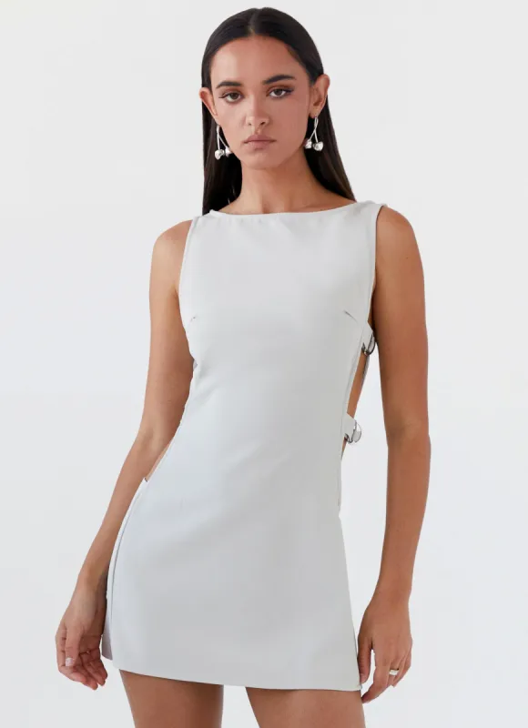 Cherish You Buckle Mini Dress - Grey sold by Peppermayo