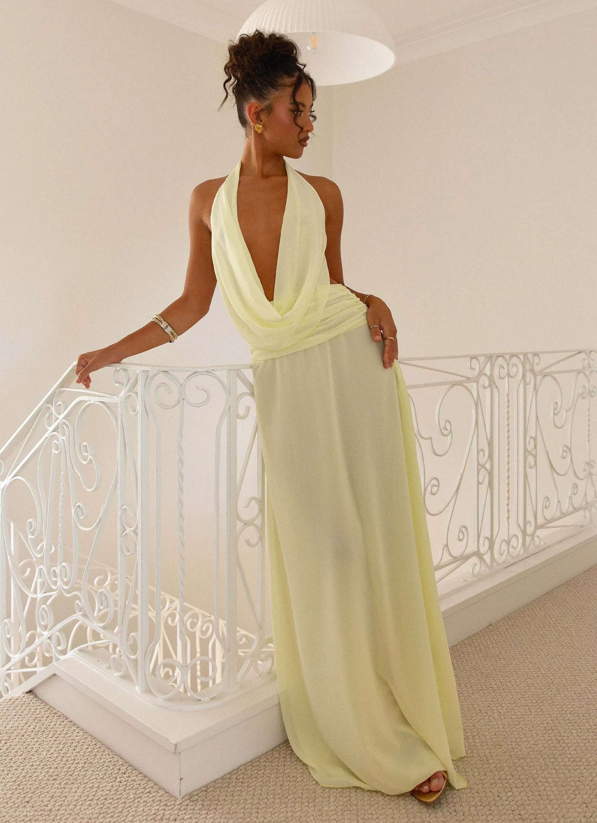 Elysia Chiffon Maxi Dress - Lemon sold by Peppermayo product image thumbnail 5