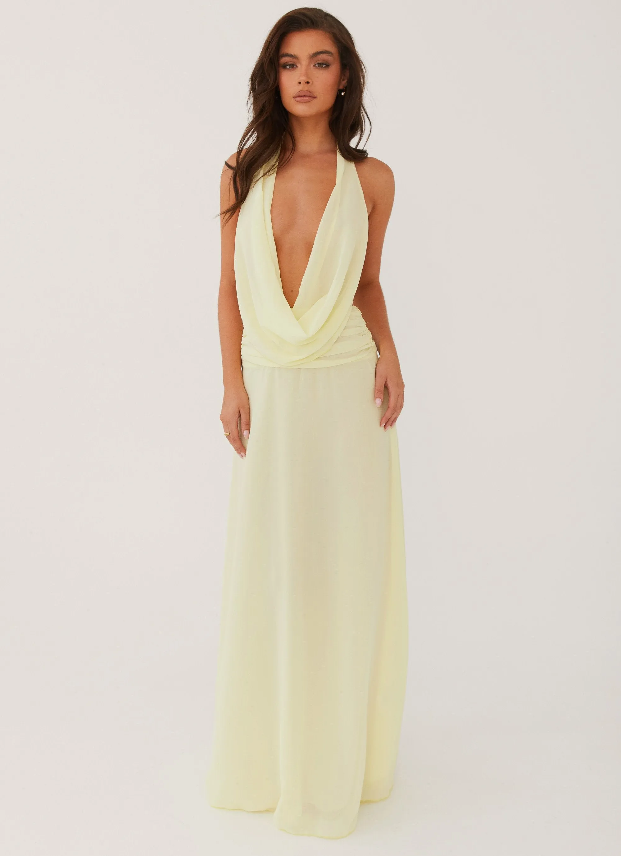 Elysia Chiffon Maxi Dress - Lemon sold by Peppermayo product image thumbnail 2