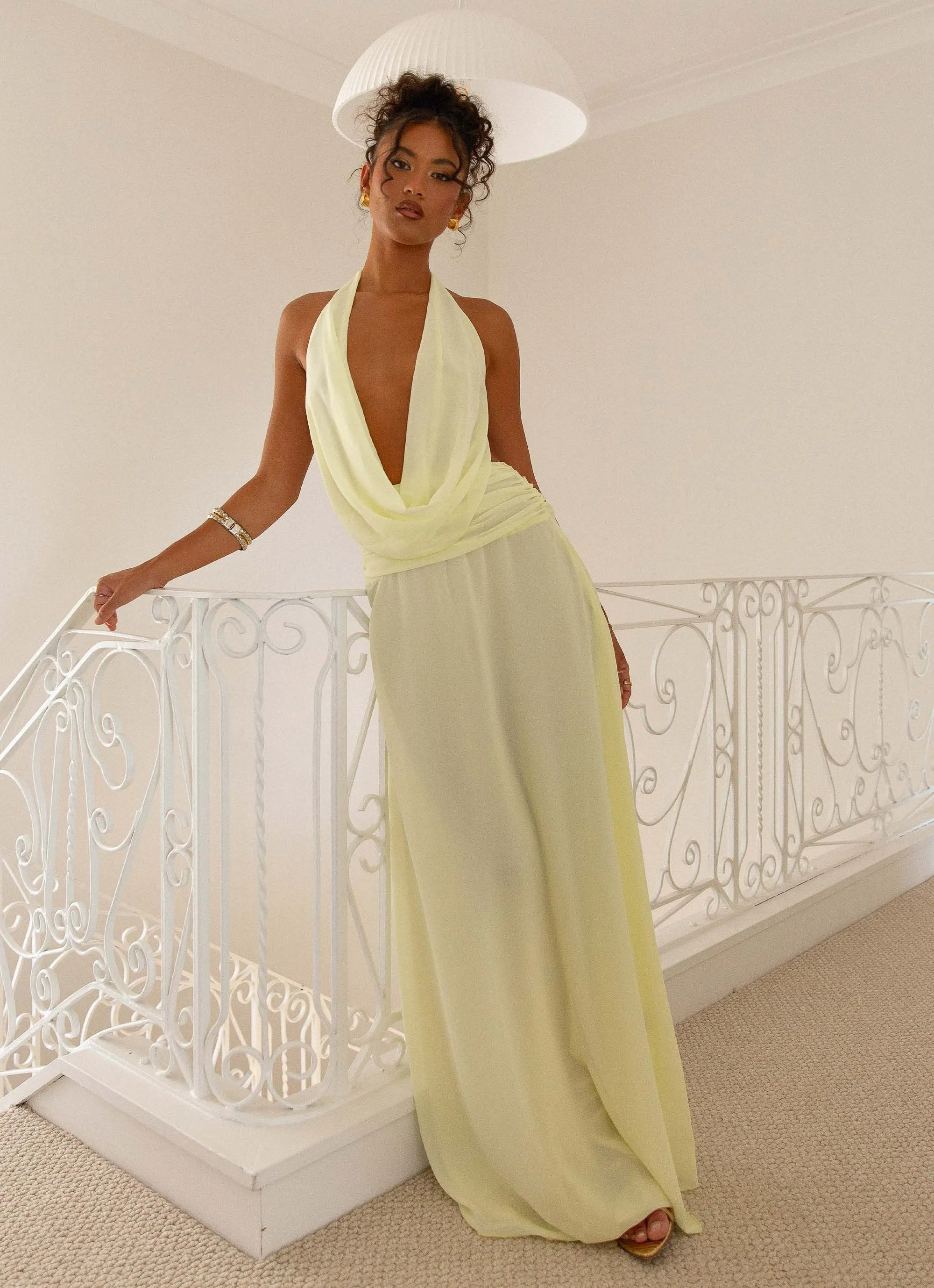 Elysia Chiffon Maxi Dress - Lemon sold by Peppermayo product image thumbnail 3
