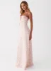 Aveline Bustier Maxi Dress - Pink Ditsy Floral sold by Peppermayo