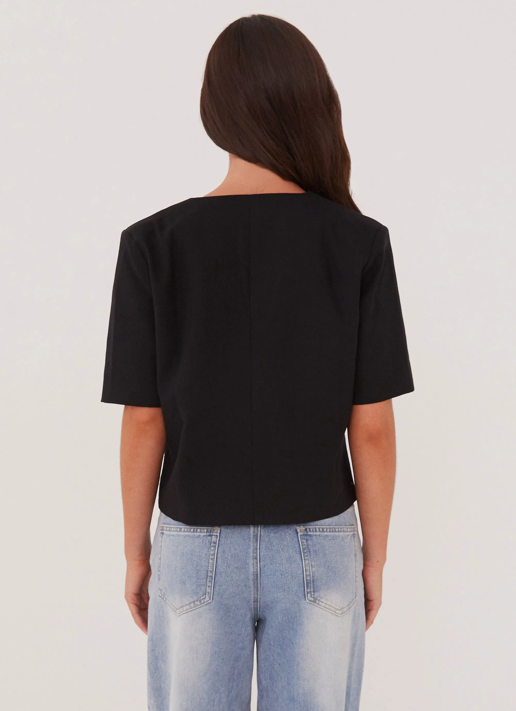 Hacienda Linen Short Sleeve Blazer - Black sold by Peppermayo product image thumbnail 4