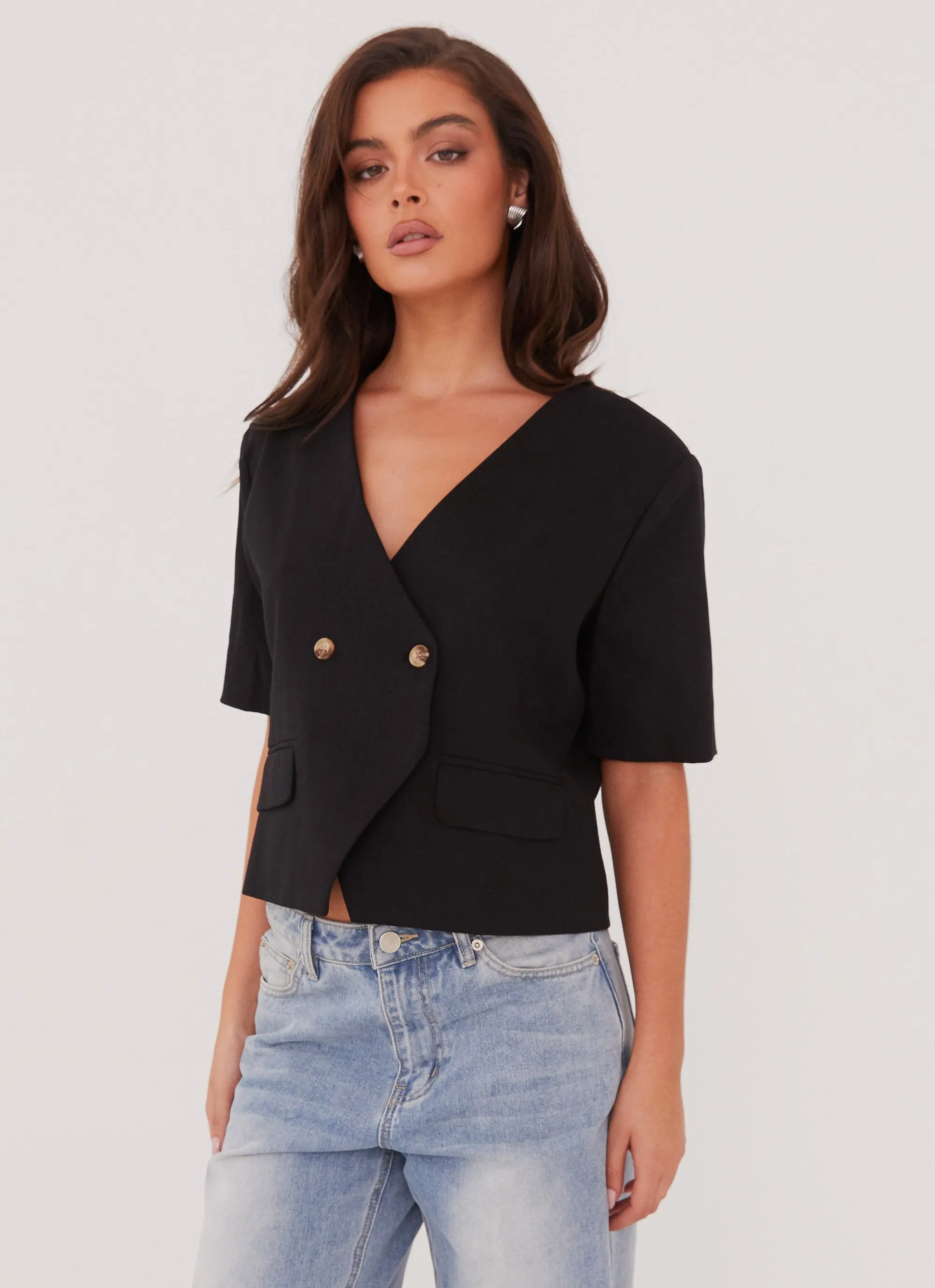 Hacienda Linen Short Sleeve Blazer - Black sold by Peppermayo product image thumbnail 3