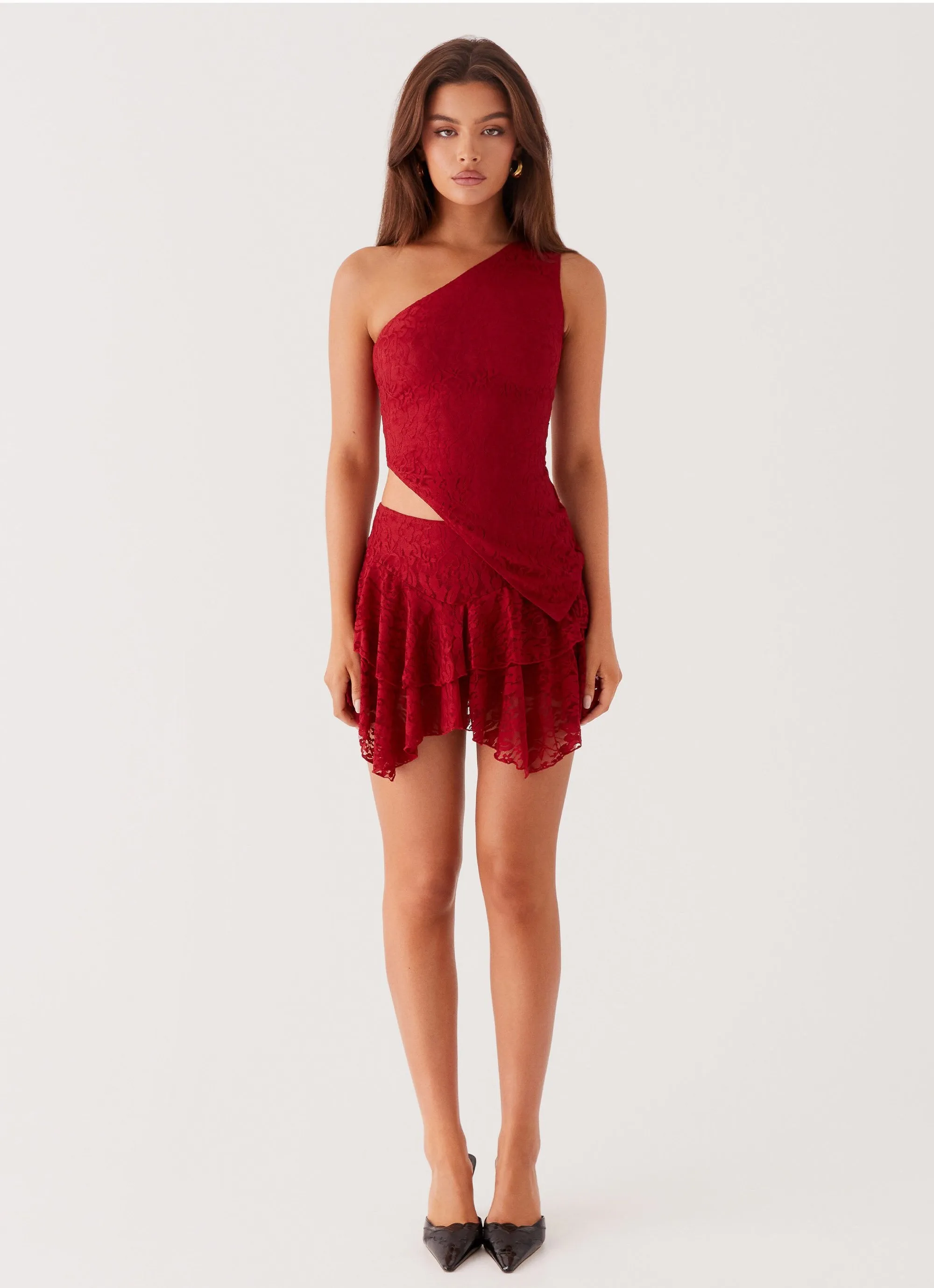 Party All Night Frill Mini Skirt - Maroon sold by Peppermayo product image thumbnail 2