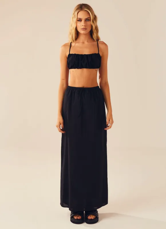 Sicilian Sun Maxi Skirt - Black sold by Peppermayo