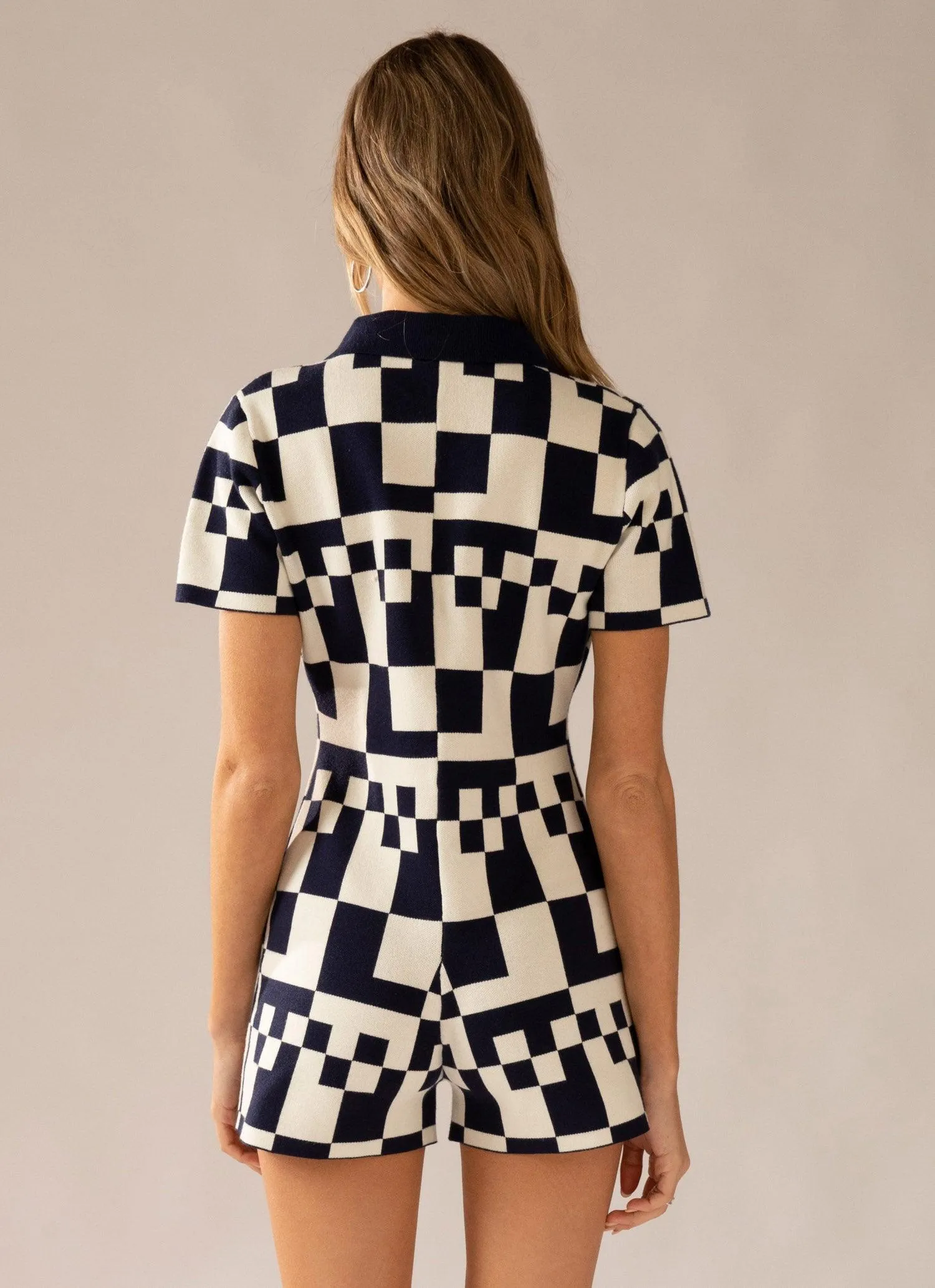 Uptempo Knit Playsuit - Geo Check sold by Peppermayo product image thumbnail 5