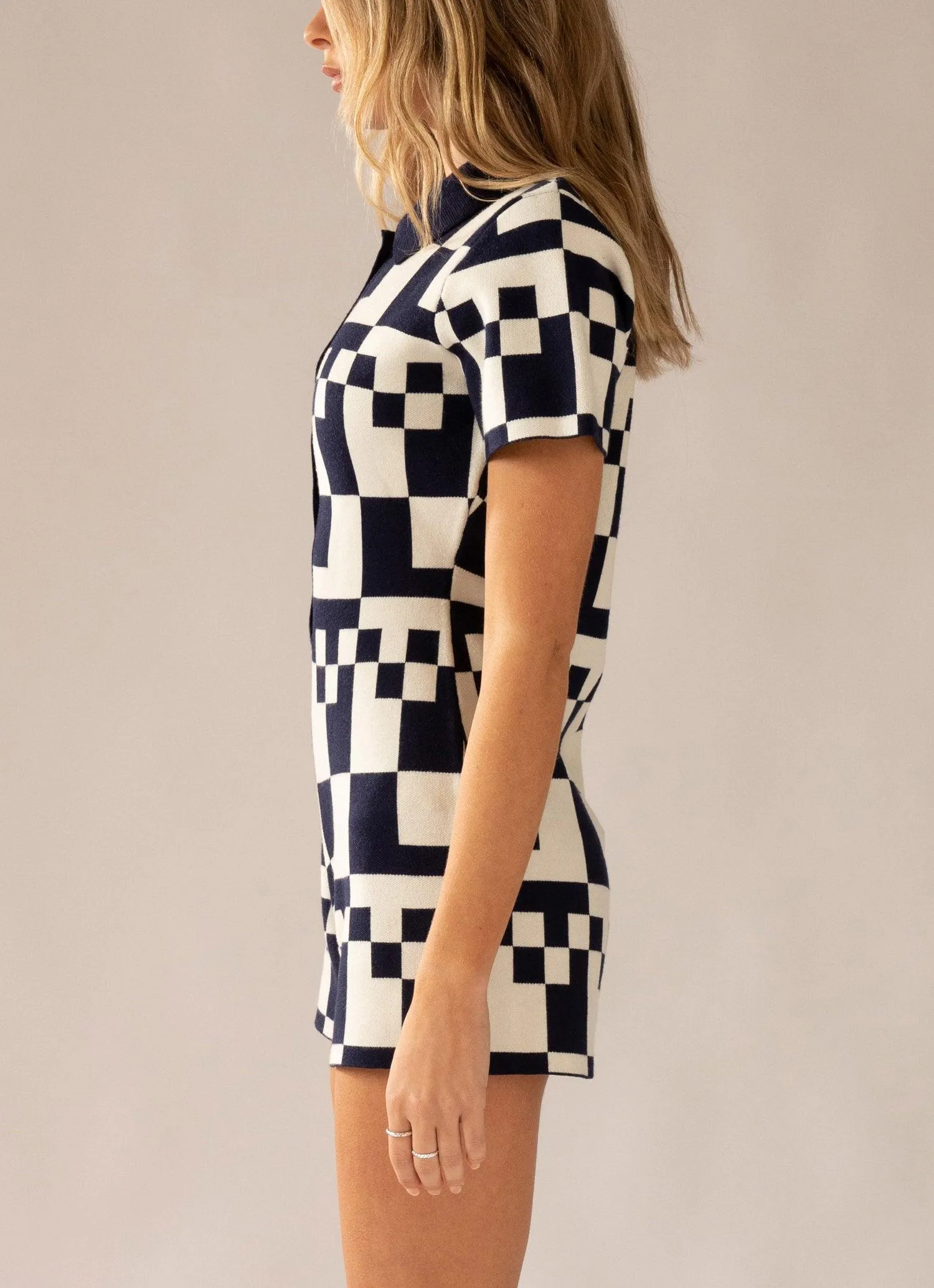 Uptempo Knit Playsuit - Geo Check sold by Peppermayo product image thumbnail 4