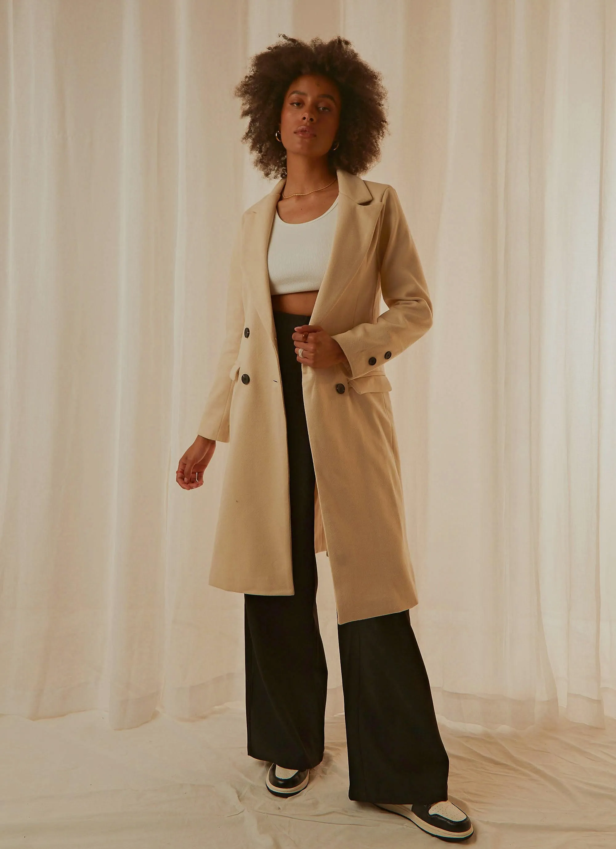 Drew Trench Coat - Beige sold by Peppermayo