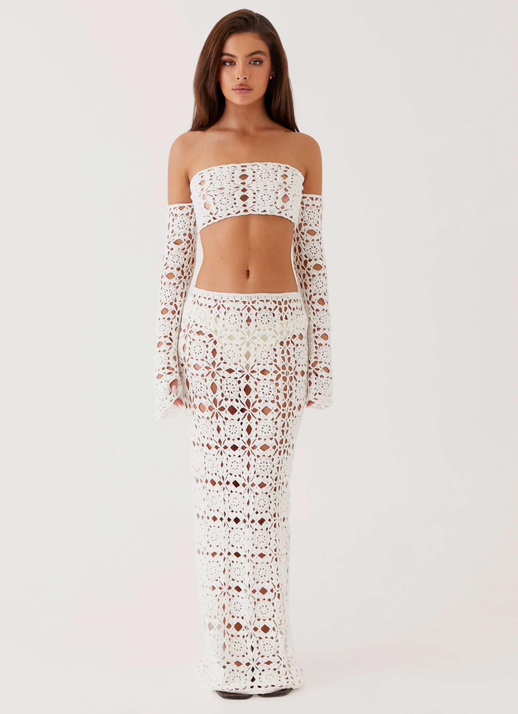 Sorrentino Crochet Maxi Skirt - White sold by Peppermayo product image thumbnail 3