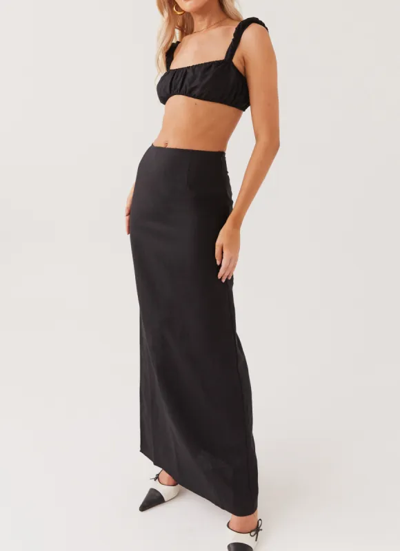Valencia Villa Maxi Skirt - Black sold by Peppermayo