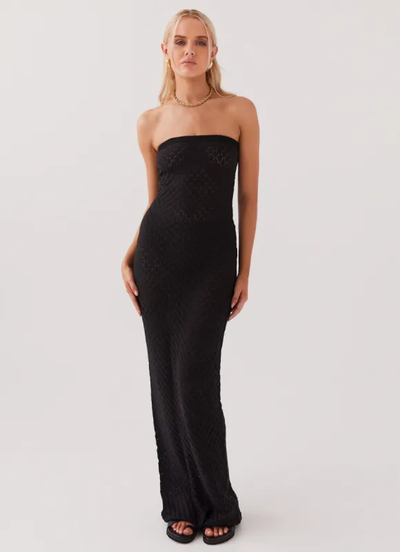 Lorie Knit Tube Maxi Dress - Black made by Peppermayo