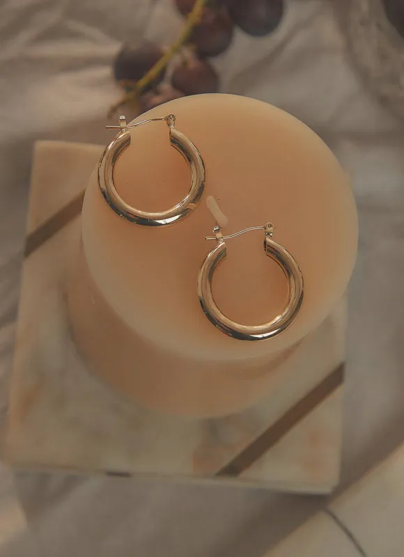 Long Lunch Gold Hoop Earring - Gold sold by Peppermayo