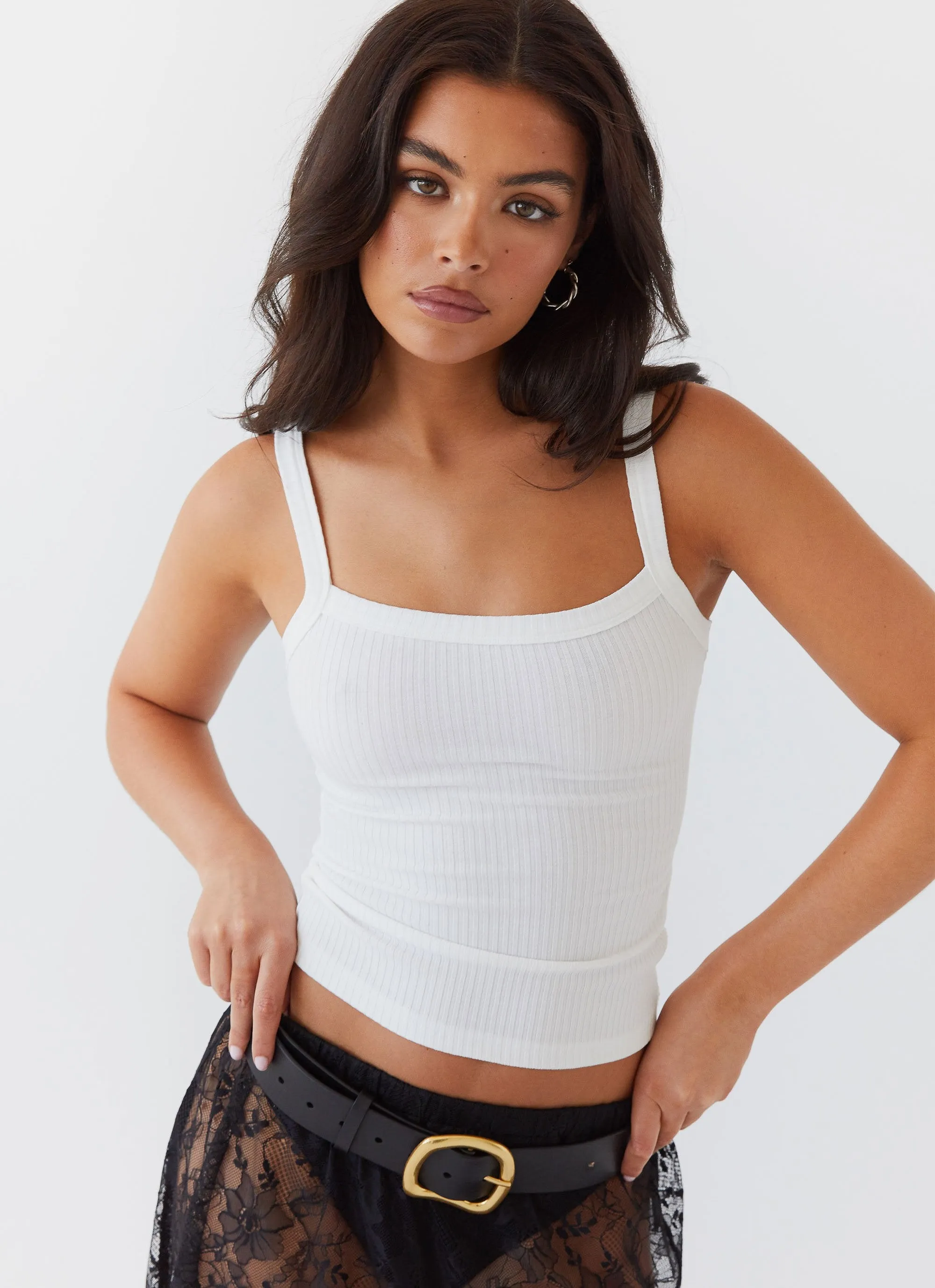 Eliza Ribbed Tank Top - White sold by Peppermayo product image thumbnail 5