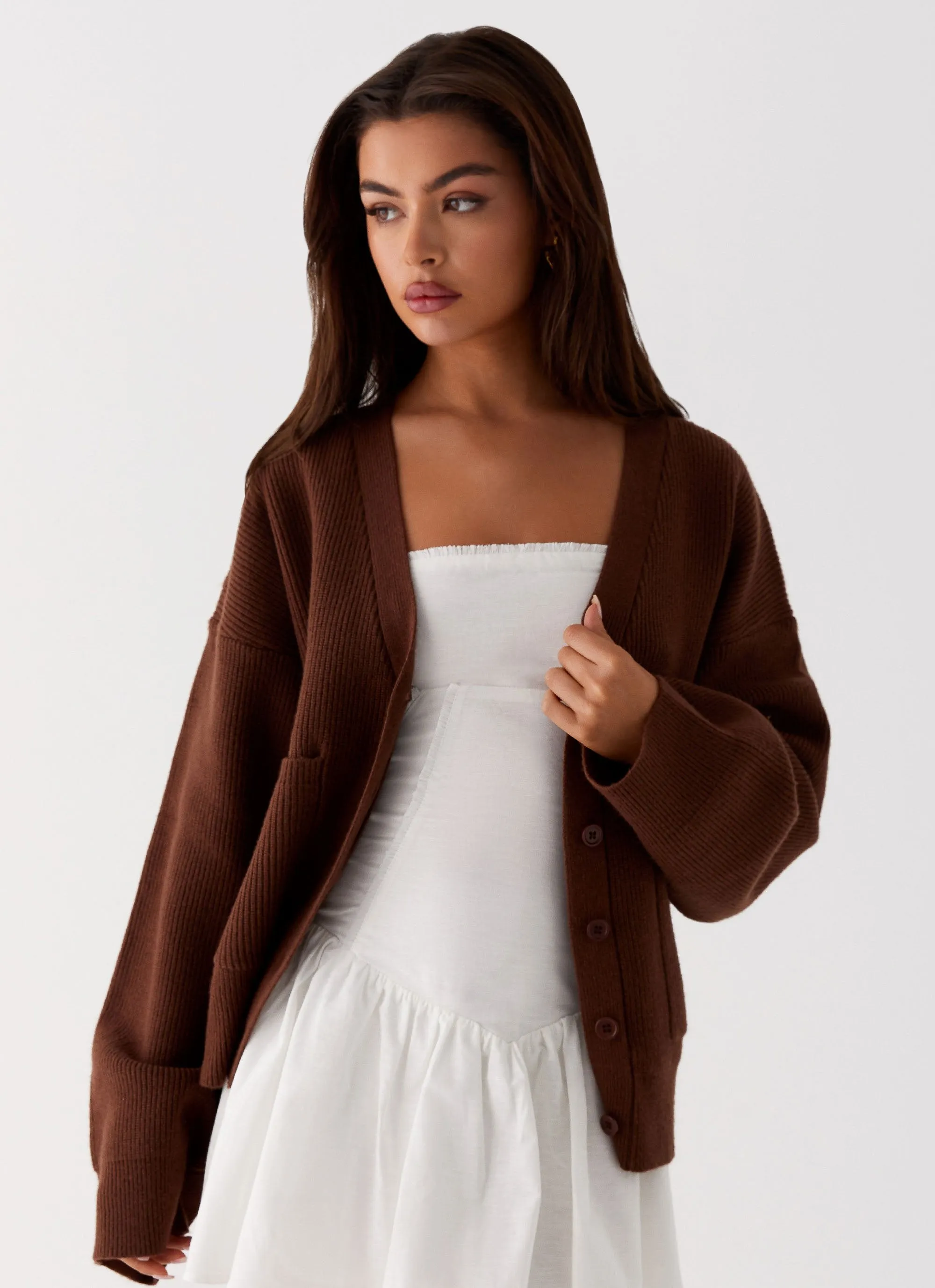 Liza Knit Cardigan - Chocolate sold by Peppermayo product image thumbnail 5