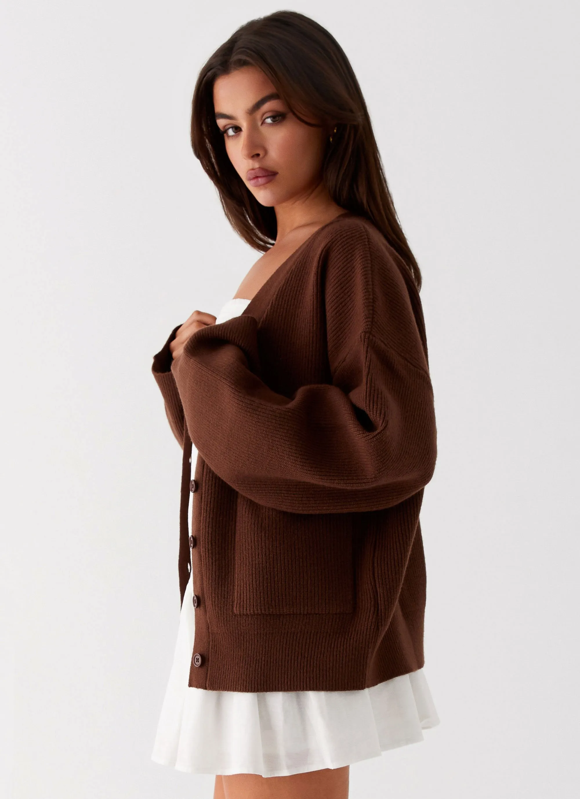 Liza Knit Cardigan - Chocolate sold by Peppermayo product image thumbnail 3