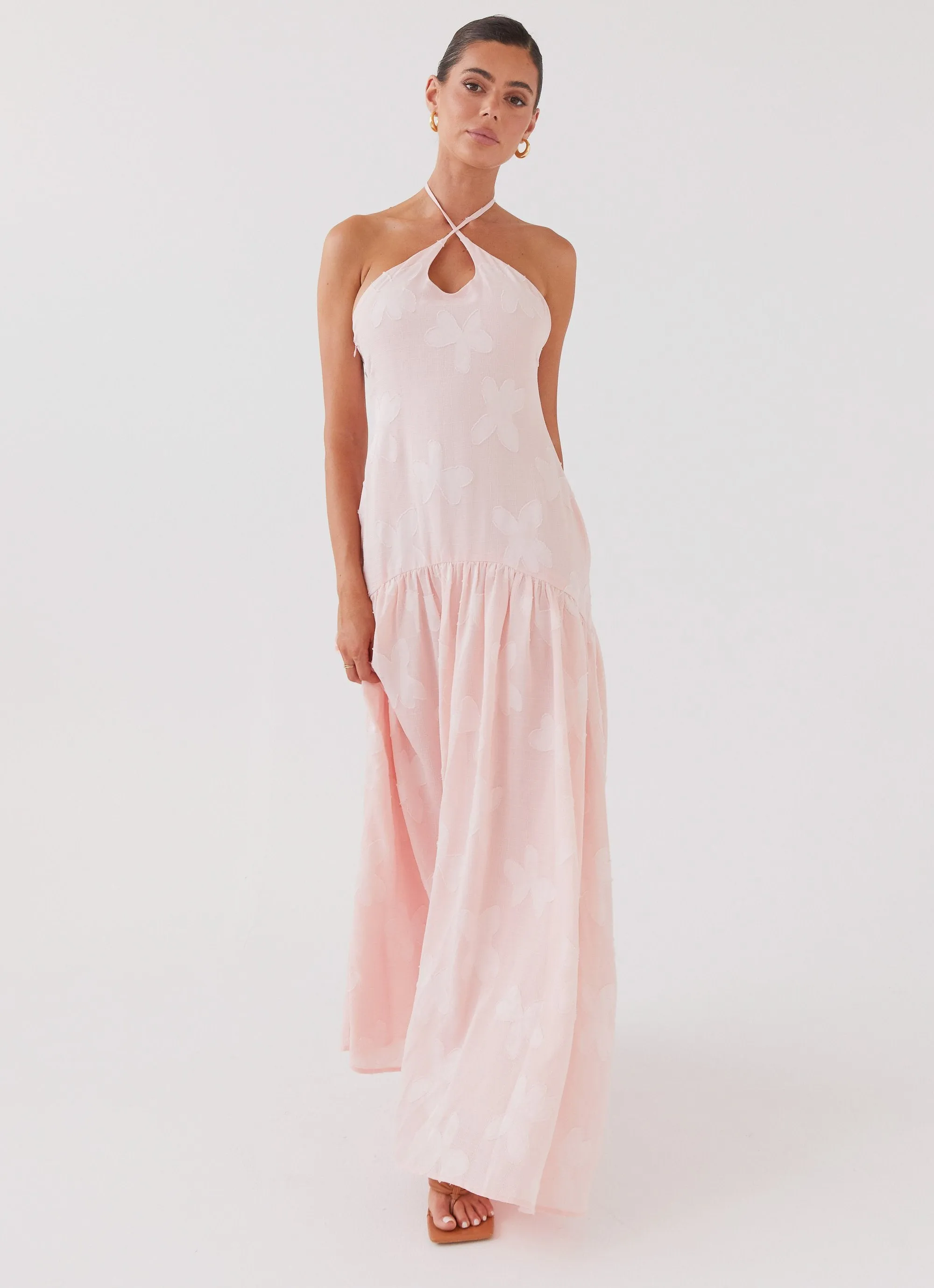 Blushed Cross Neckline Maxi Dress - Pink Petal sold by Peppermayo