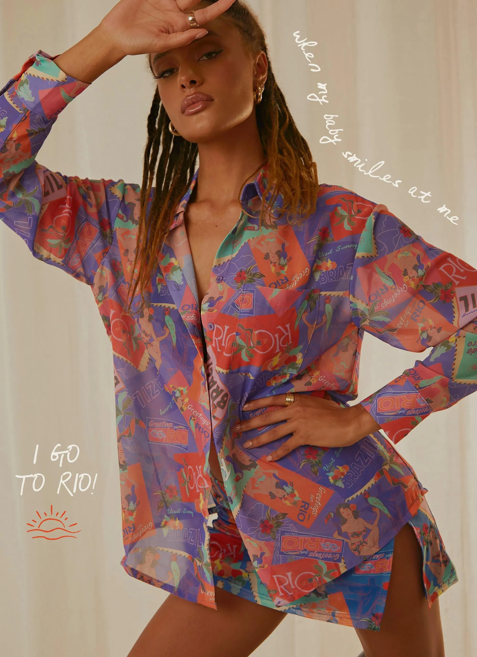 Paradise Found Sheer Shirt - Postcard Travels sold by Peppermayo