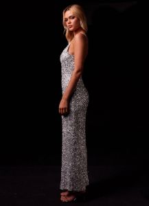 Centerpiece Sequin Maxi Dress - Silver sold by Peppermayo