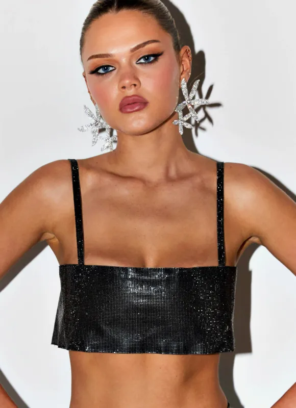 Pure Desire Diamante Crop Top - Onyx sold by Peppermayo