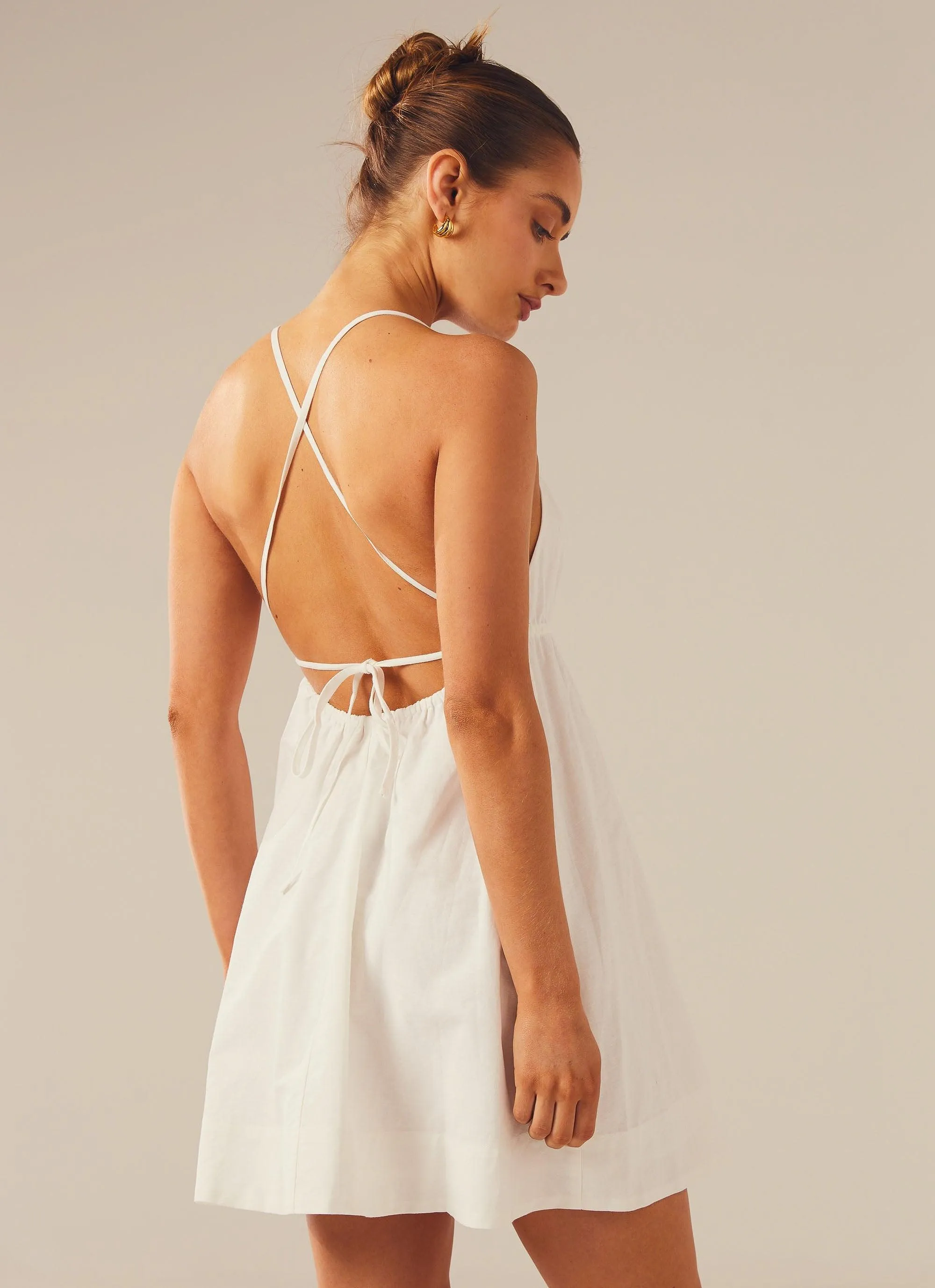 Set Me Free Linen Mini Dress - Pure White sold by Peppermayo product image thumbnail 4