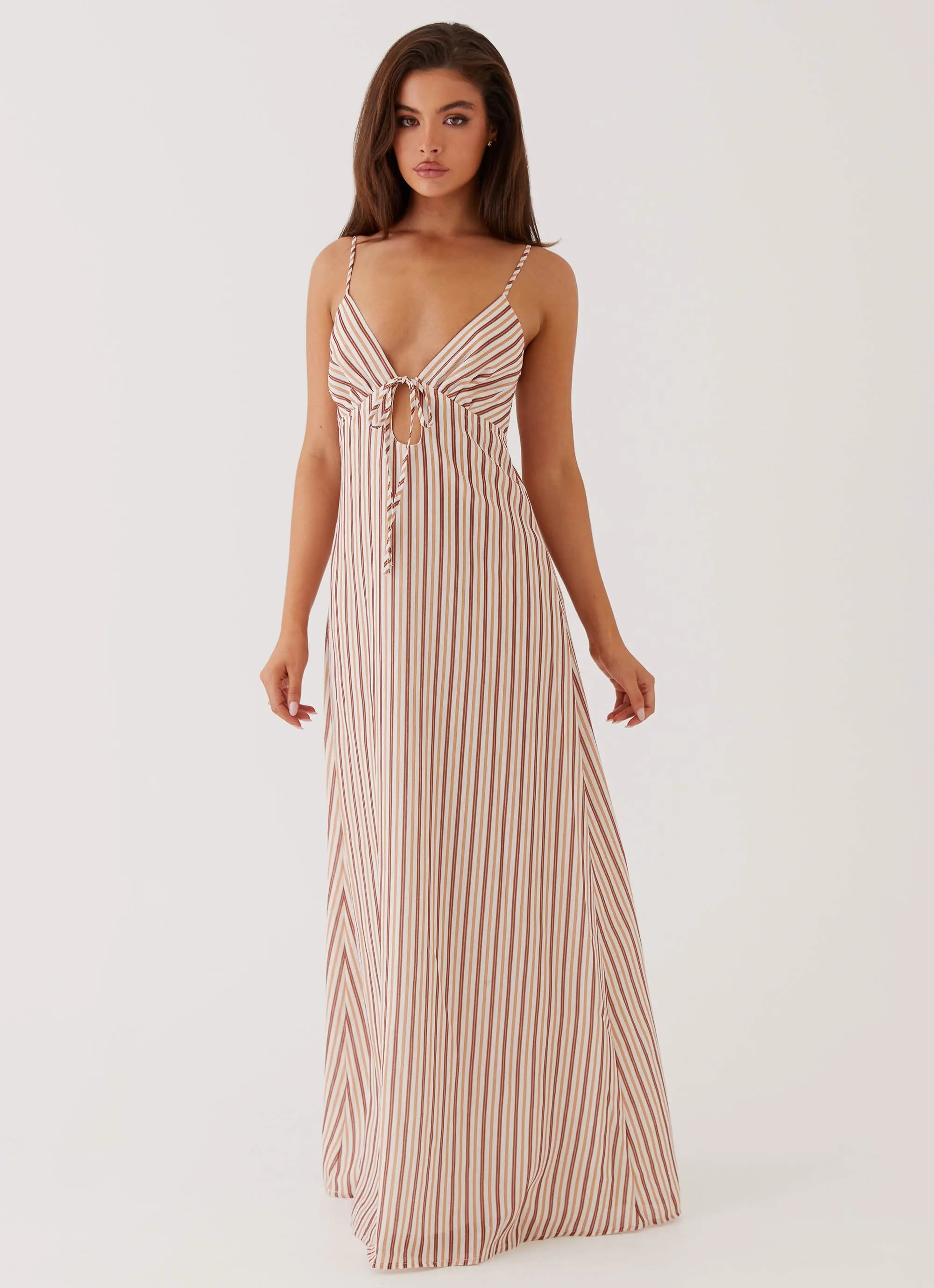 Flora Linen Maxi Dress - Passionfruit Stripe sold by Peppermayo product image thumbnail 5