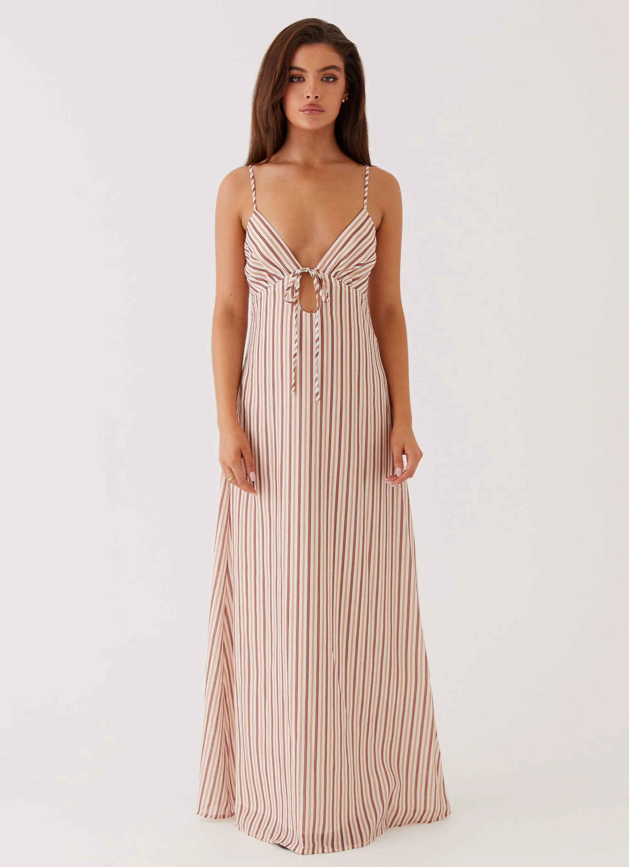 Flora Linen Maxi Dress - Passionfruit Stripe sold by Peppermayo product image thumbnail 2
