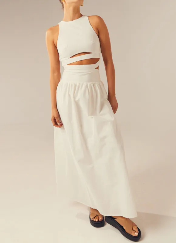 Meet Me In Majorca Maxi Dress - White sold by Peppermayo