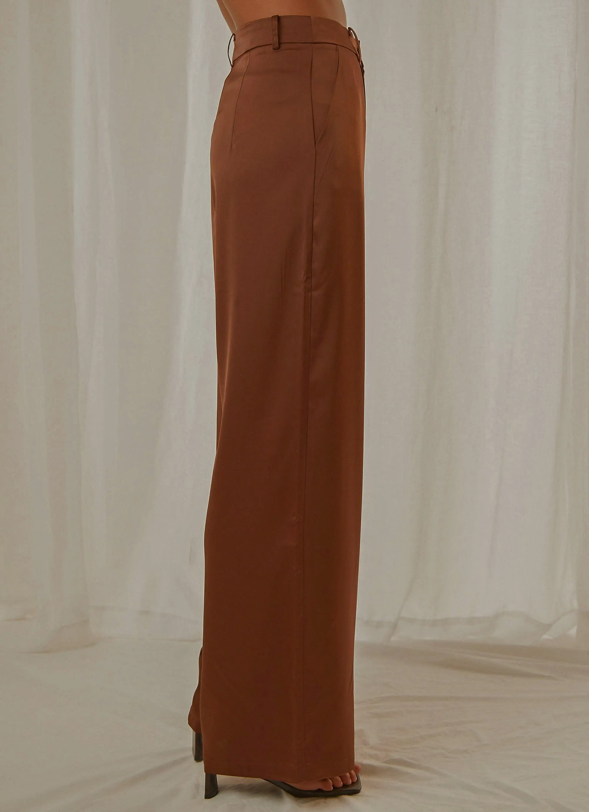 Milano Satin Pant - Choc Brown sold by Peppermayo product image thumbnail 4
