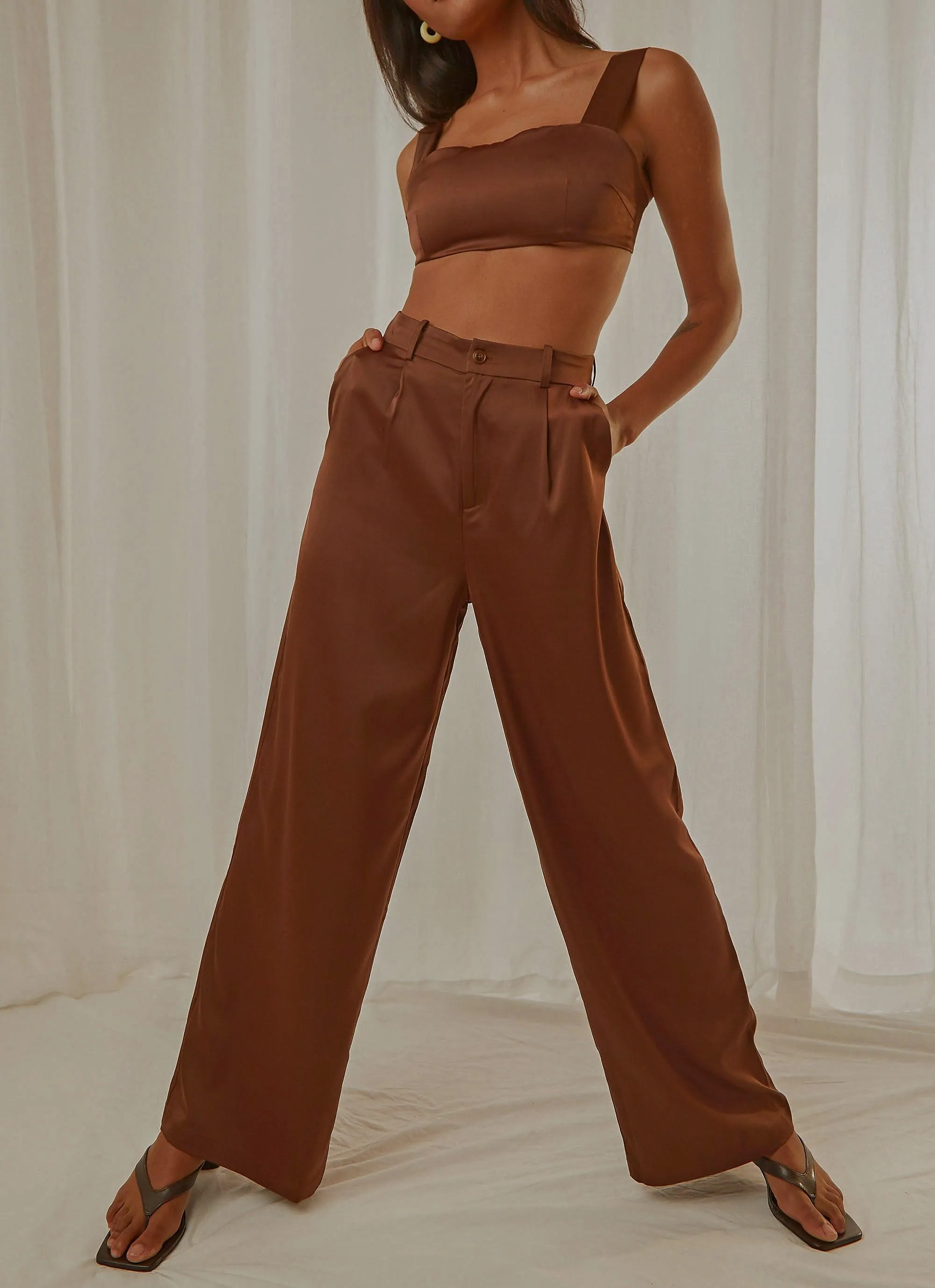 Milano Satin Pant - Choc Brown sold by Peppermayo product image thumbnail 2