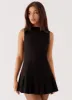 Twilight Pleated Mini Dress - Black sold by Peppermayo