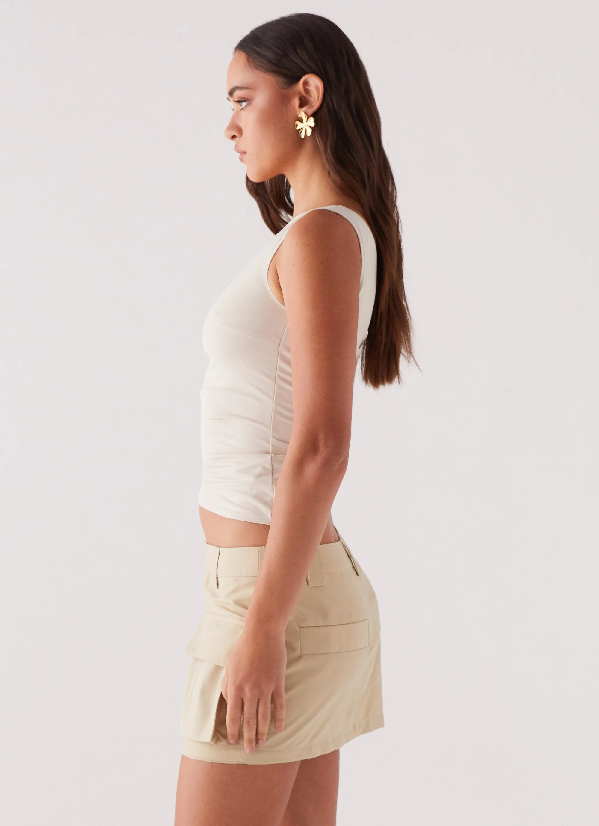 Heart To Heart Cargo Mini Skirt - Beige sold by Peppermayo product image thumbnail 3