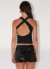Champagne Chic Sequin Mini Skirt - Black sold by Peppermayo