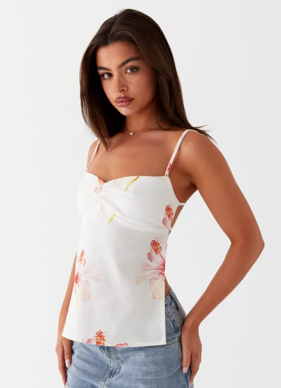 Rosy Linen Backless Top - Camellia sold by Peppermayo