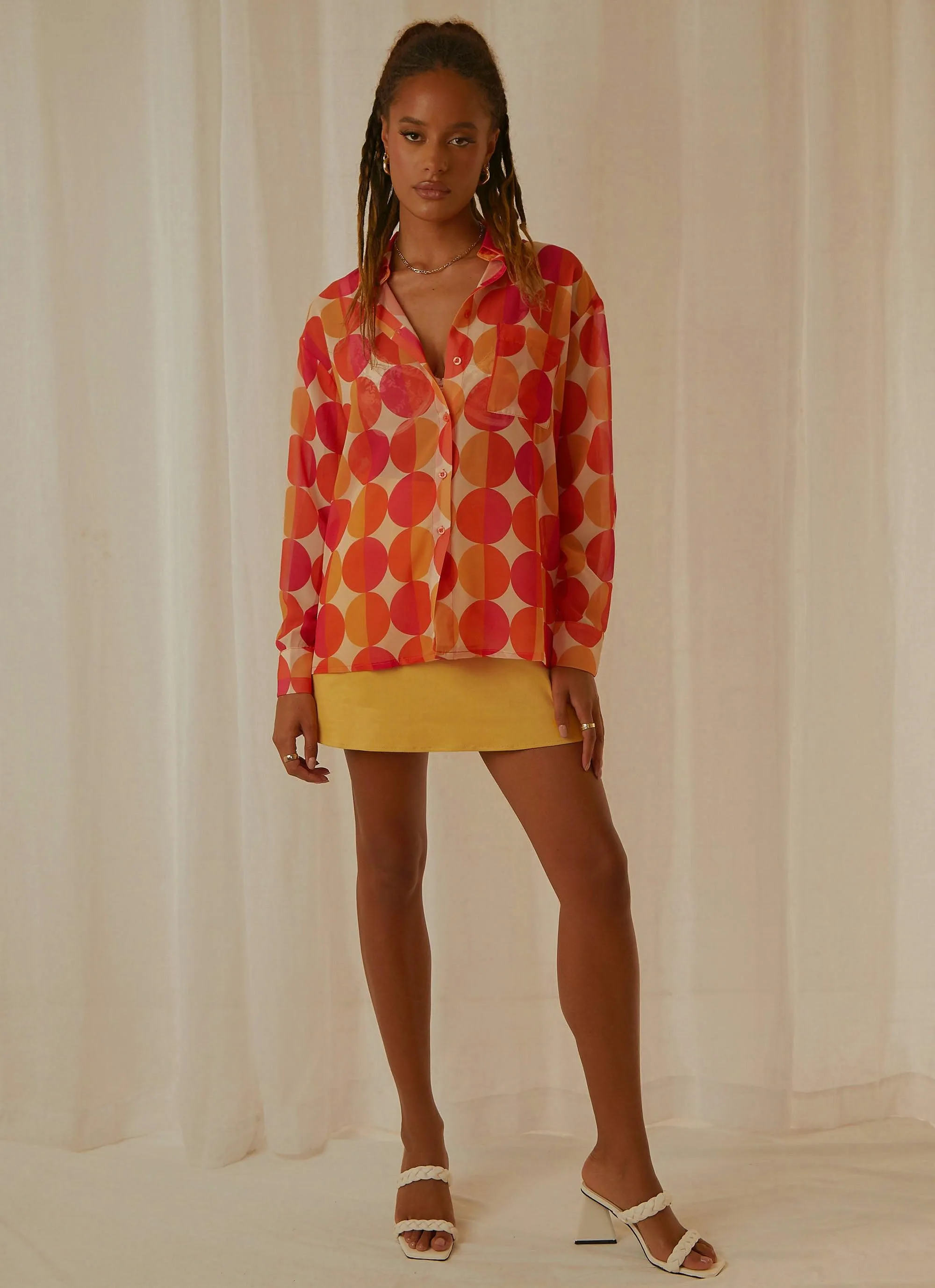 Paradise Found Sheer Shirt - Sunset Geo sold by Peppermayo product image thumbnail 3