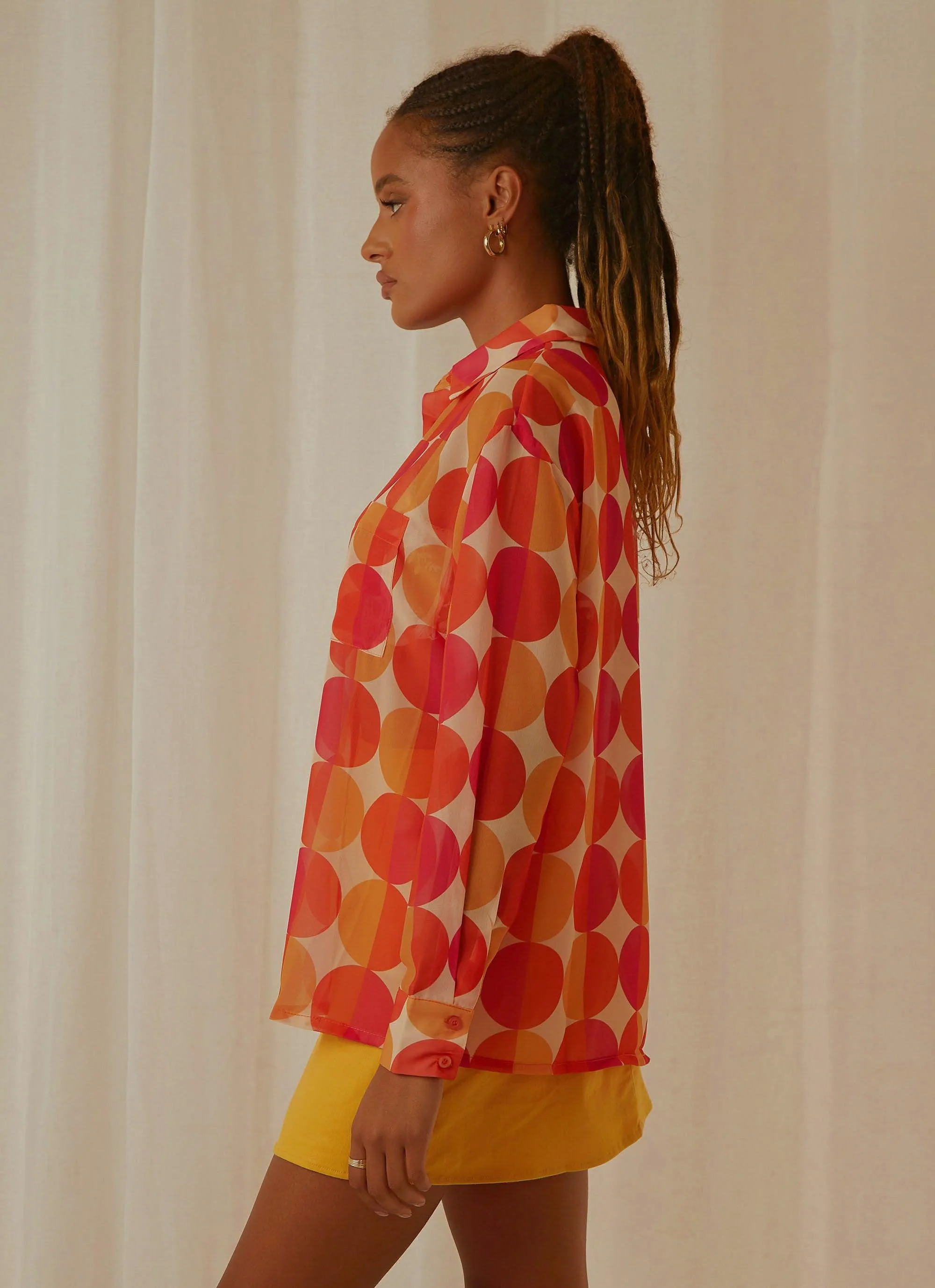 Paradise Found Sheer Shirt - Sunset Geo sold by Peppermayo product image thumbnail 4