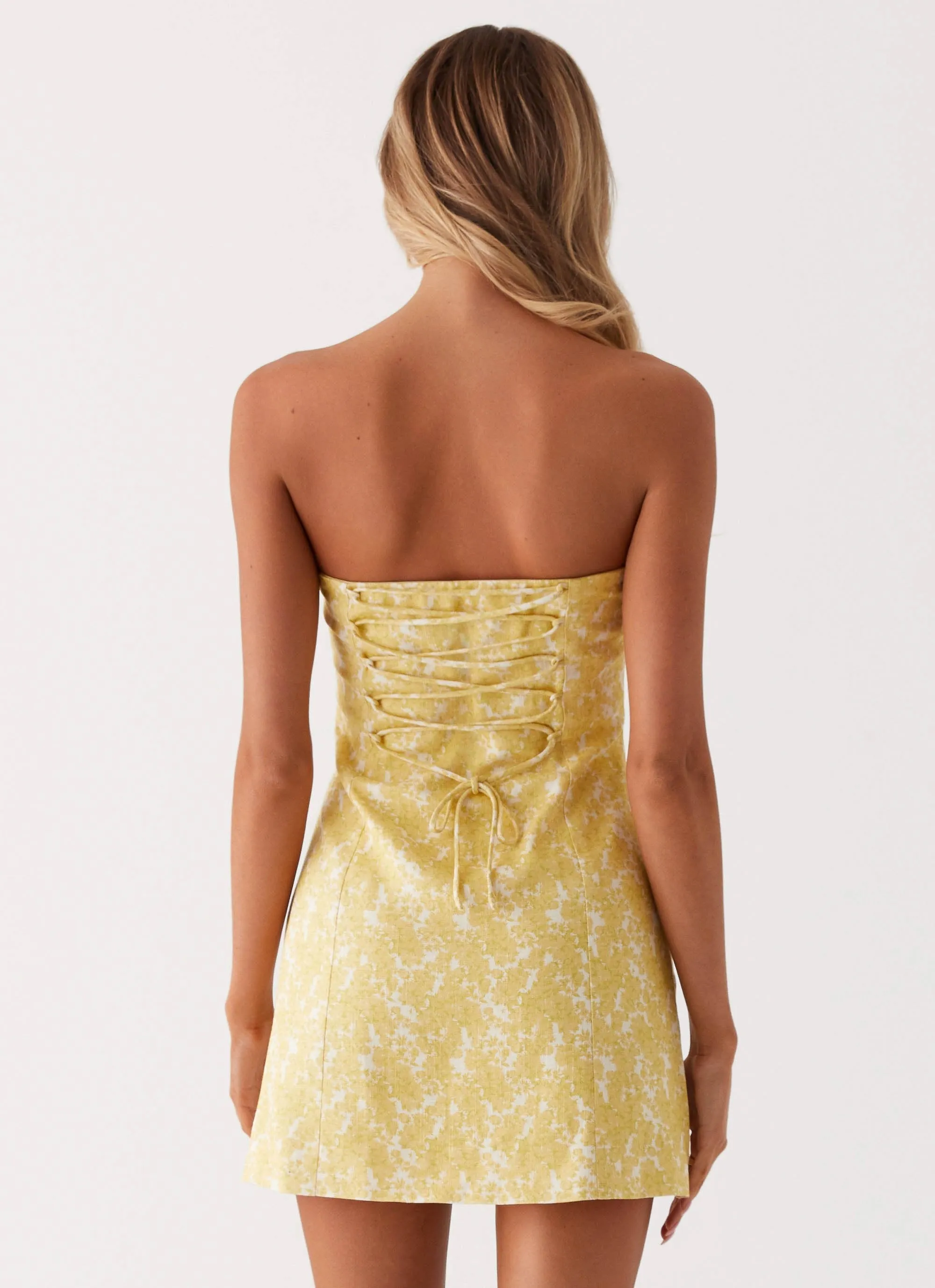 Livvy Strapless Mini Dress - Yellow Floral sold by Peppermayo product image thumbnail 4