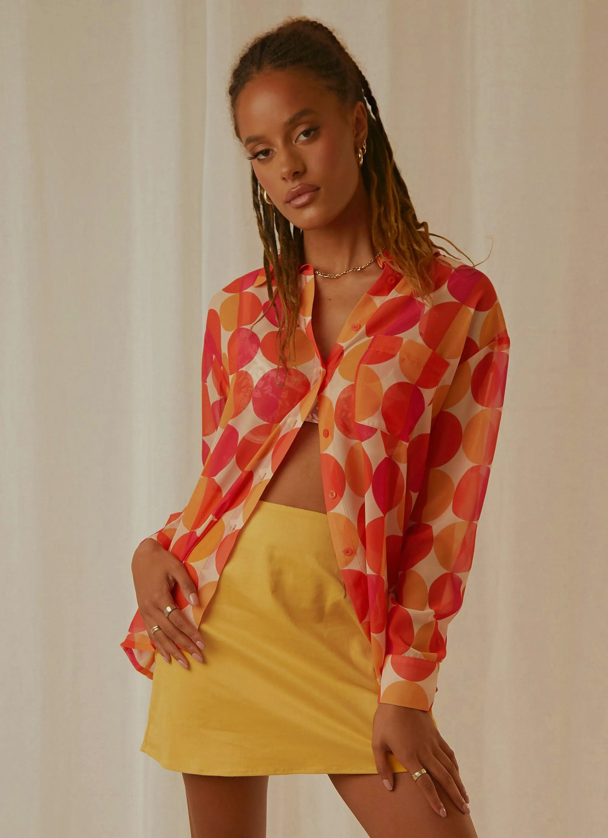 Paradise Found Sheer Shirt - Sunset Geo sold by Peppermayo product image thumbnail 2