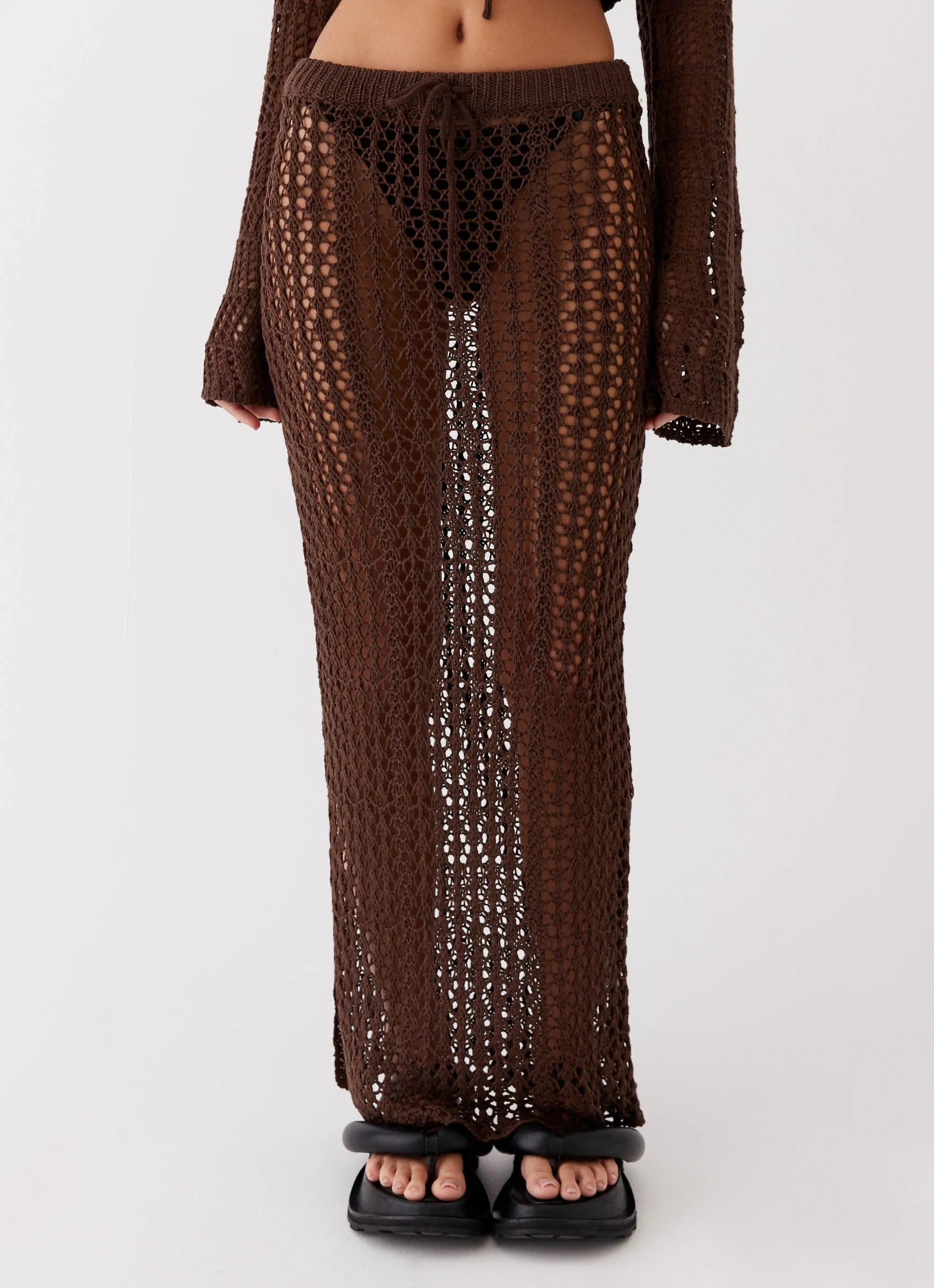 Rosalina Crochet Maxi Skirt - Chocolate sold by Peppermayo product image thumbnail 5