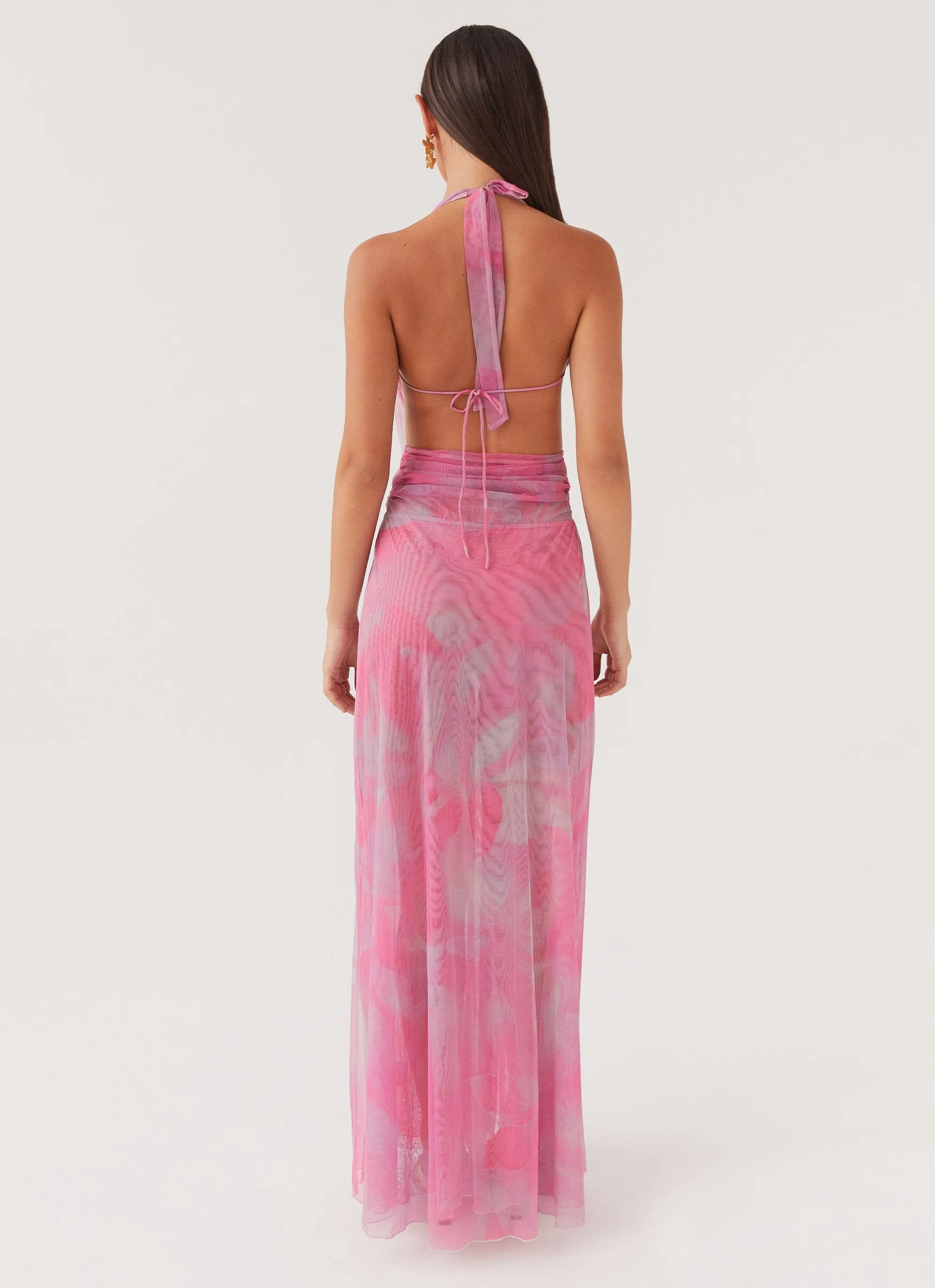 Elysia Mesh Maxi Dress - Pink Floral sold by Peppermayo product image thumbnail 4